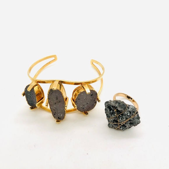 Vintage Druzy Bracelet & Geode Ring - Picture 13 of 15